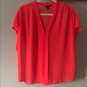 Victoria Secret Short Sleeve Sheer Coral Blouse